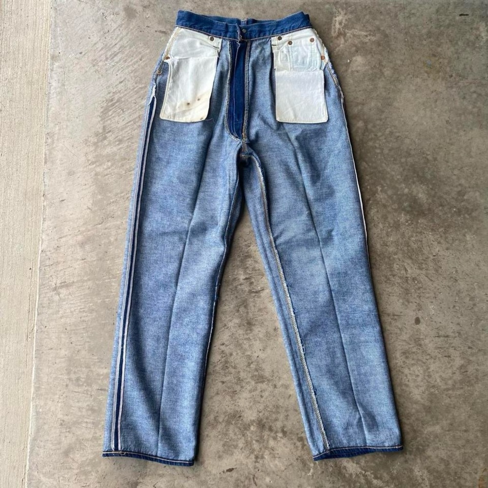 Vintage Levi’s 701XX big E late 1940s-1950s hidden rivet selvedge denim jeans